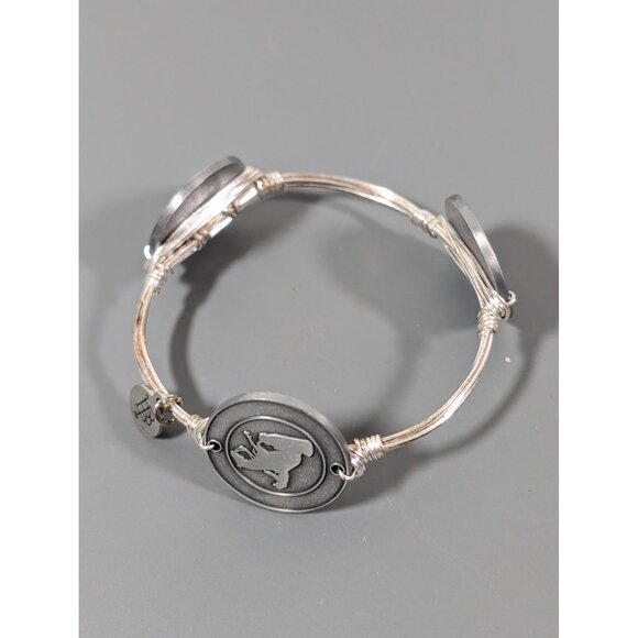 Bourbon and Boweties Horse Equestrian Polo Bangle Bracelet 7.5 in Silver Tone - Picture 2 of 10
